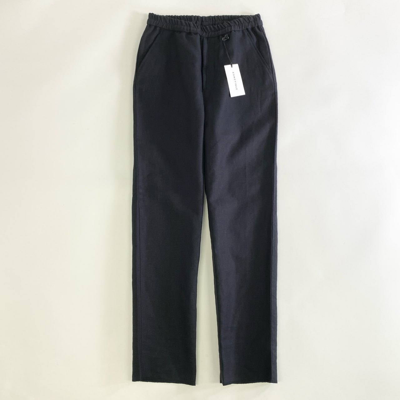 86k12 【新品】定価39600円 EGRETIQUE イグレティーク EG011SC PLAIN LINEN リネンパンツ イージーワイドパンツ サイズXS ダークネイビー リネン100 メンズ