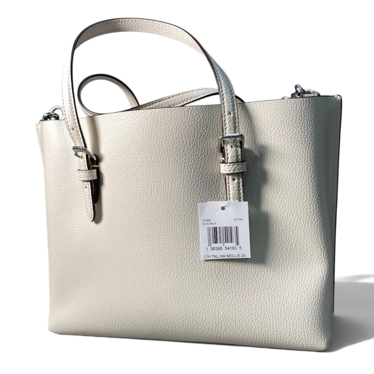 i7 《未使用品》 COACH コーチ 現行 モリー 2Way トートバッグ Mollie Tote Bag 25 White ホワイト レザーt18r