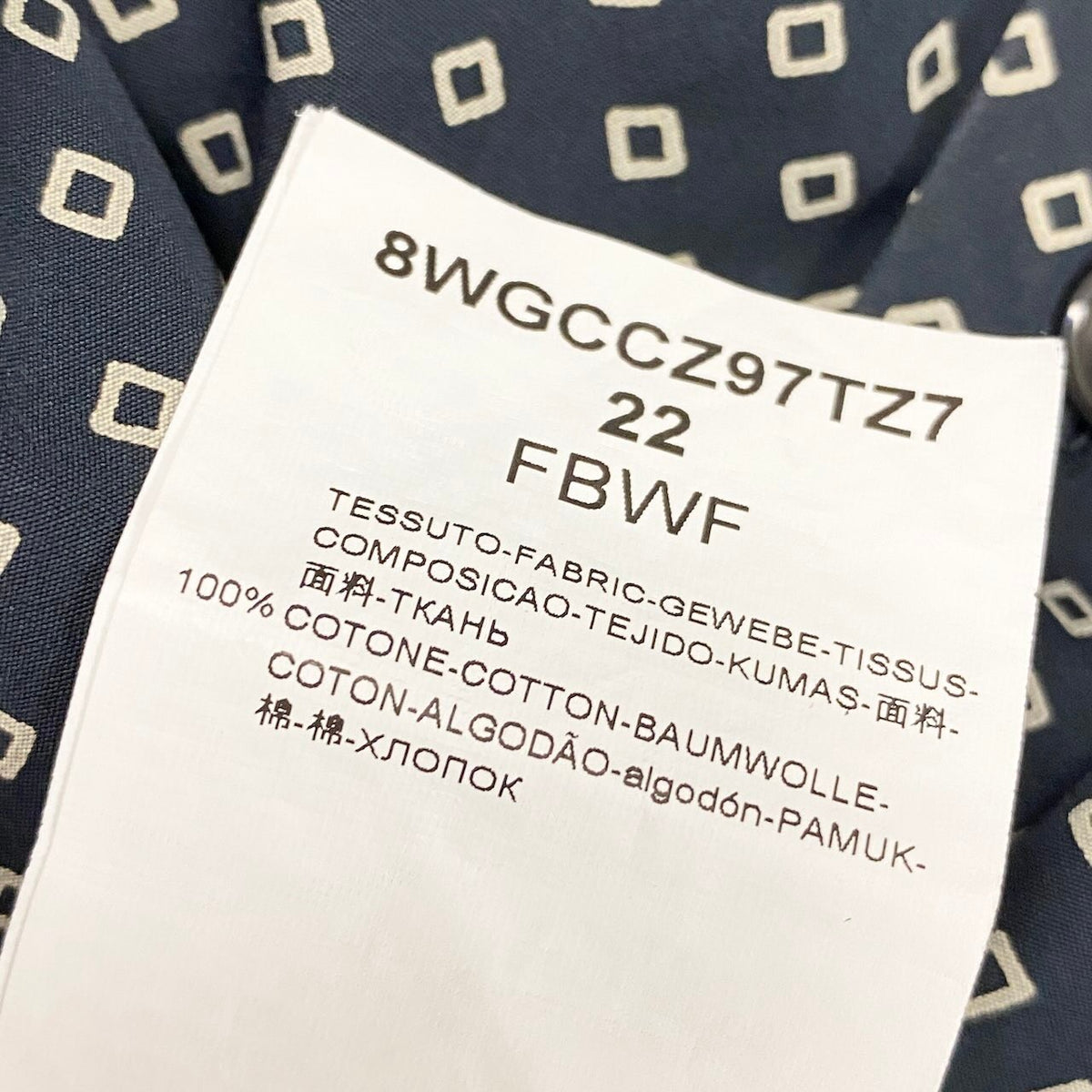 24j14  GIORGIO ARMANI ジョルジオアルマーニ 長袖シャツ メンズシャツ コットンシャツ 総柄シャツ 38/15 ネイビー 綿100％ メンズ 男性用u02t