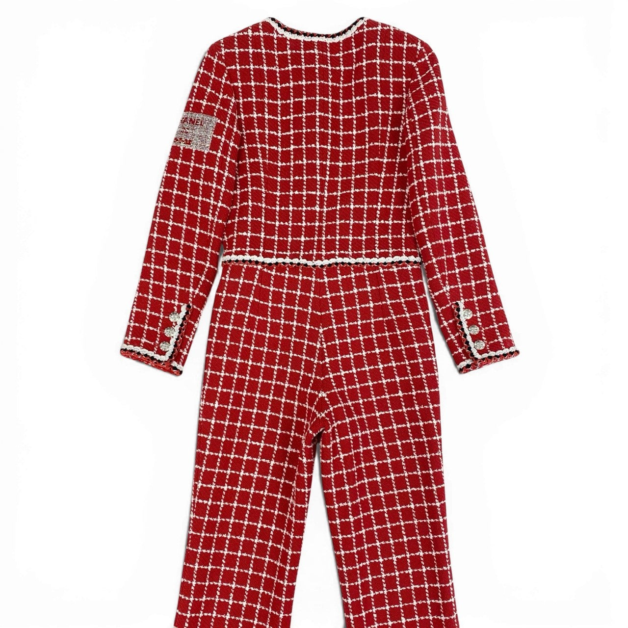 Ca15 【極美品】CHANEL シャネル P74022 2022 Cruise クルーズライン ツイードジャンプスーツ オールインワン サイズ34 レッド レディースta1