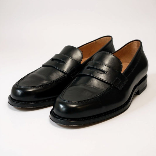 1k18 《美品》 Santoni サントーニ イタリア製 コインローファー レザーシューズ 革靴 58984 N01  38 ブラック leathero07t