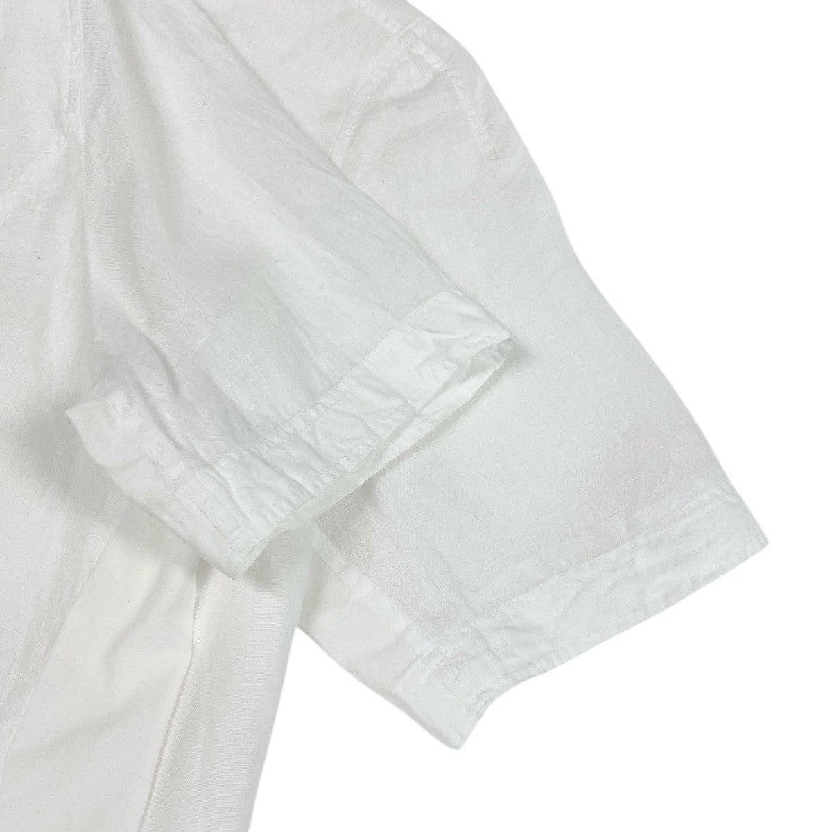 Ee28 HERMES エルメス 半袖シアーシャツ ロゴボタン サイズ40 ホワイト リネン100％ レディース 女性服u02t