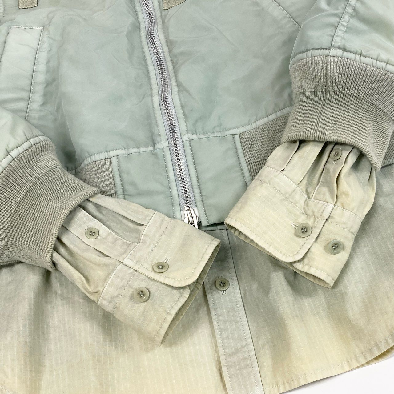 55L23 sacai サカイ 24AW Garment Dye Rip × Nylon Twill BL ドッキングナイロンジャケット アウター 24-03495M 1サイズ カーキ系 メンズo07t