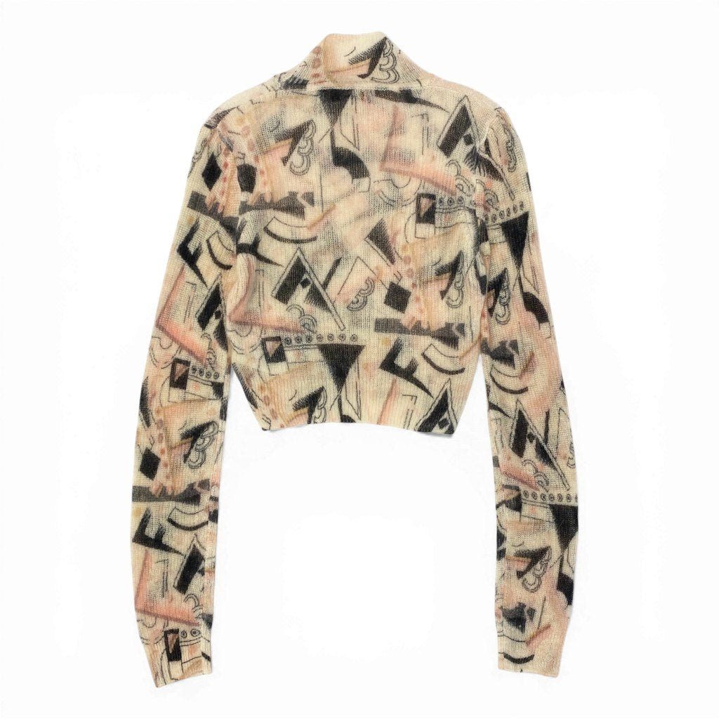 29a9 FENDI フェンディ 22年 モヘアニット ロングスリーブ セーター 総柄 ローゲージニット ハイネック レディース 女性用 38 マルチカラーo07t