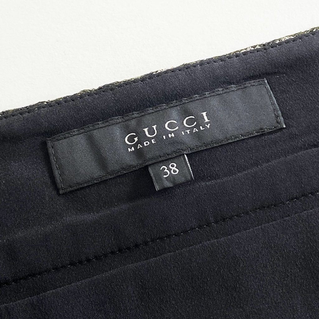 47f19 《極美品》 GUCCI グッチ ラメ刺繍 パイソンスカート 38 グリーン系 イタリア製 タグ付き