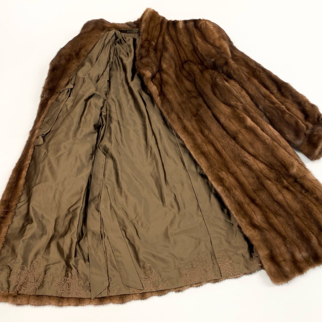 27k14 SAGA MINK サガミンク 銀サガ デミバフミンク ロングコート 95cm F ブラウン 本毛皮 MINK FUR リアルファーt18r