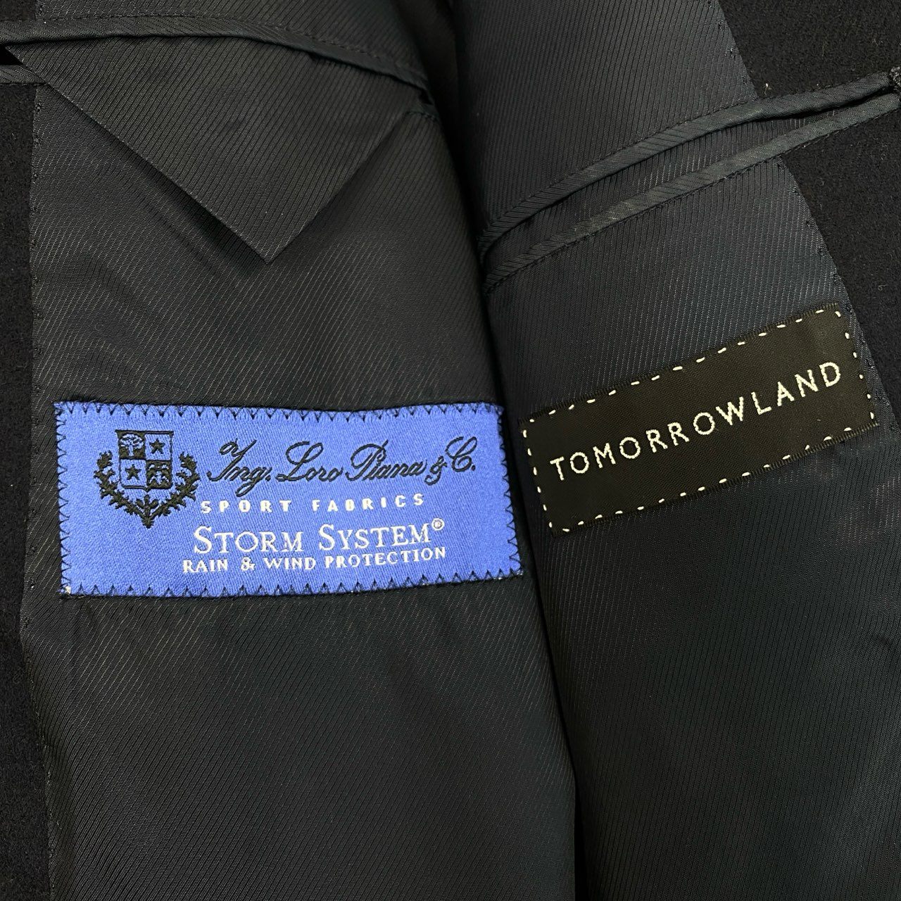 30a9 TOMORROWLAND トゥモローランド Loro Piana ロロピアーナ生地 チェスターコート サイズ46 ネイビー ビジネス フォーマル スーツt18r