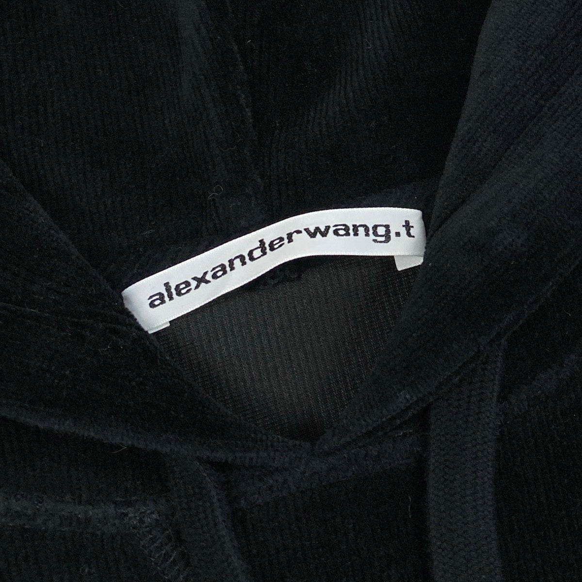 i25 alexanderwang.t クロップドフーディー パーカー 半袖 ベロア ロゴバンド Sサイズ ブラック レディース 女性用u02t