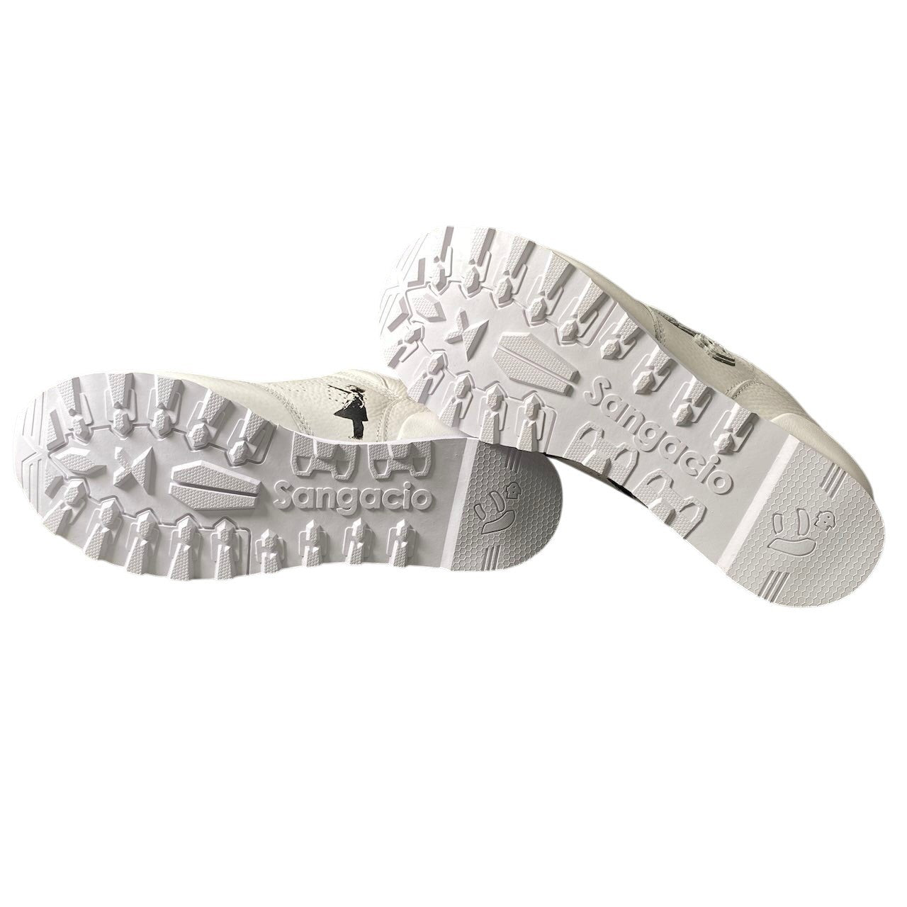 1h11 【極美品】SANGACIO にゅ～ず PURE WHITE BRANDALISED × バンクシー スニーカー 24.5cm ホワイト レザー レディース 女性用t18r