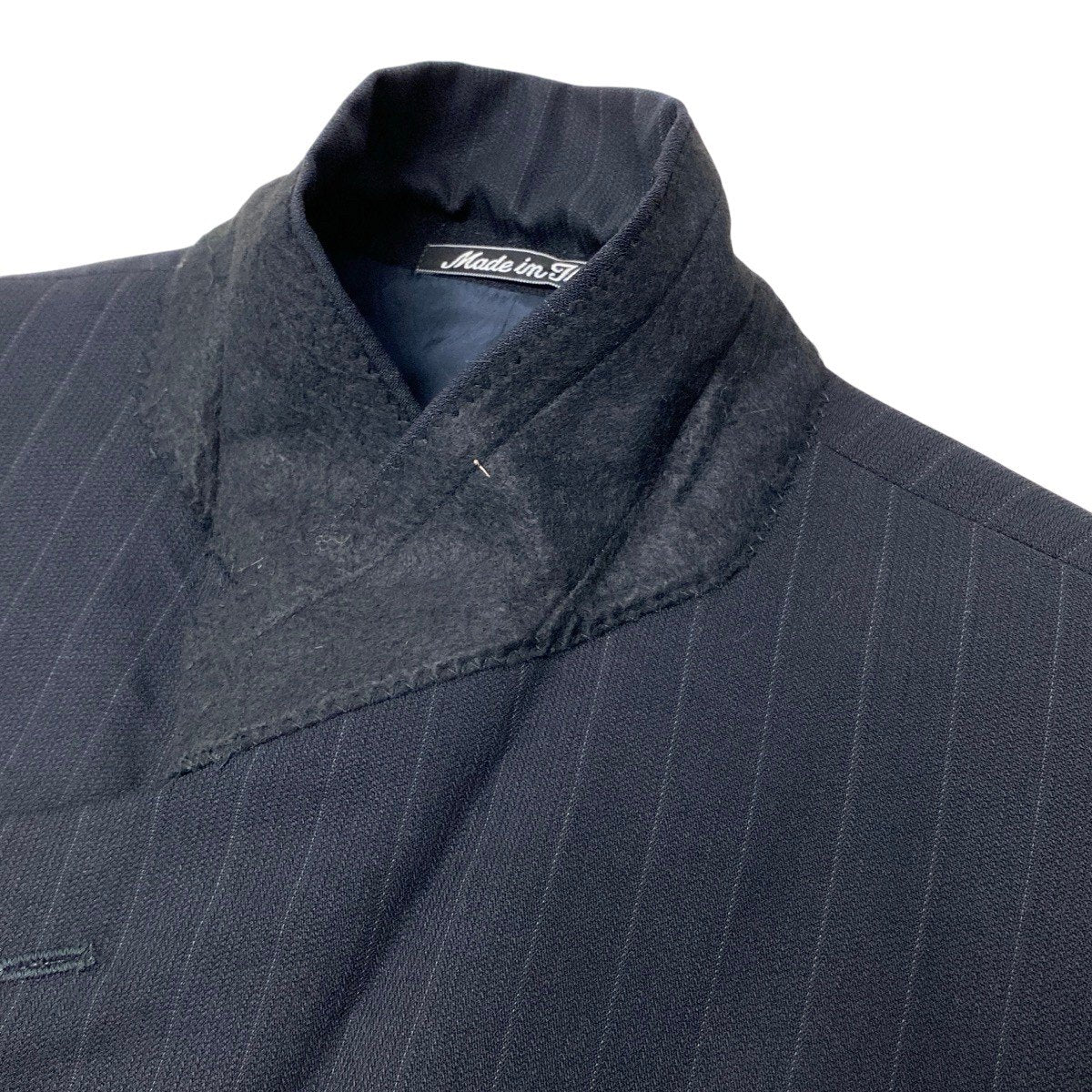 92g27 GIORGIO ARMANI LE COLLEZIONI  ジョルジオアルマーニ コレツィオーニ セットアップ シングルスーツ 3B ストライプ柄 サイズ50 ブラック メンズ 紳士服o07t