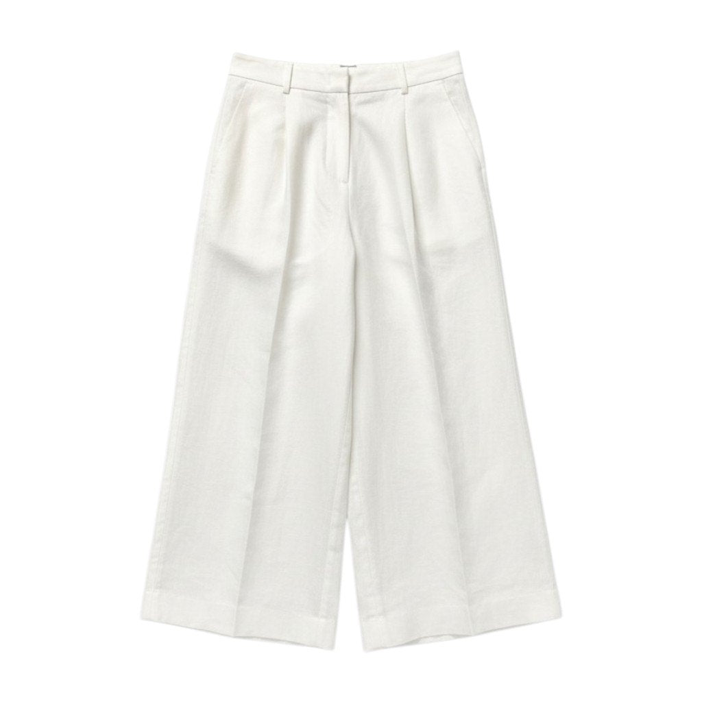 42c26 【新品保管品】 PESERICO ぺセリコ ワイドパンツ タグ付 イタリア製 リネンパンツ 春夏 レディース 女性用 42 ホワイトu02t
