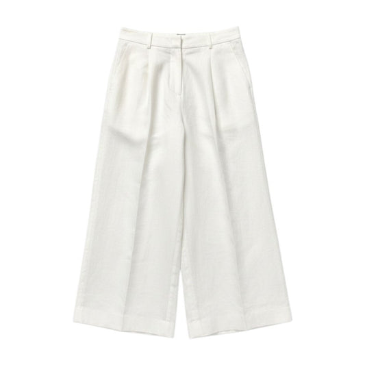 42c26 【新品保管品】 PESERICO ぺセリコ ワイドパンツ タグ付 イタリア製 リネンパンツ 春夏 レディース 女性用 42 ホワイトu02t