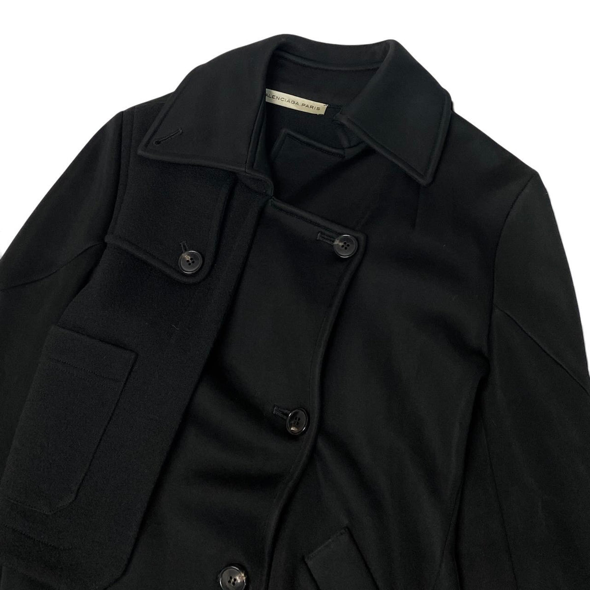 j29 【美品】BALENCIAGA 2009年 ニコラ期 異素材切替ジャケット フランス製 36サイズ ブラック レディース 女性用k02i