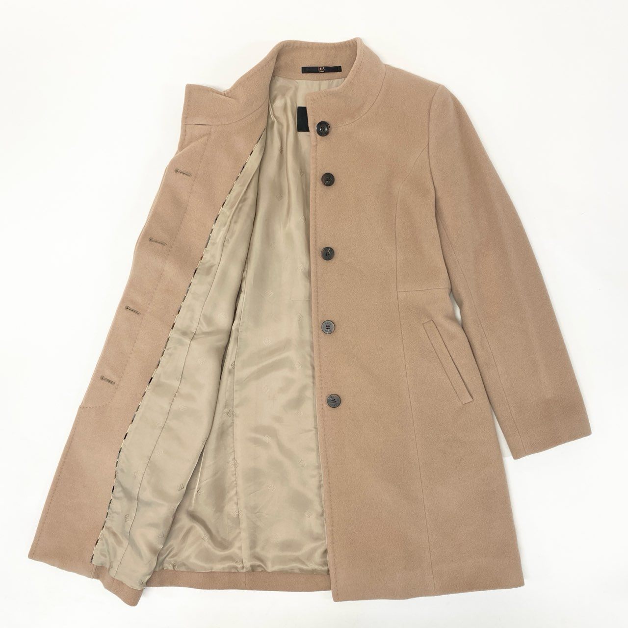 23i17 DAKS LONDON ダックス 日本製 アンゴラ混 ロングコート 大きいサイズ 42 XLサイズ相当 ベージュ ウール レディースk02i