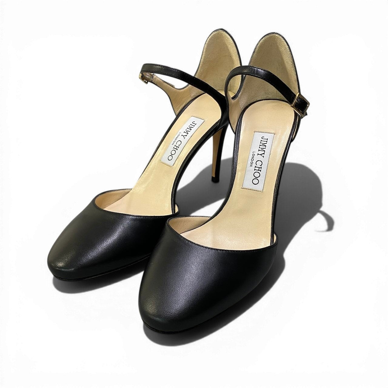 Ad2 【未使用】JIMMY CHOO ジミーチュウ MARNY 85 レザーパンプス サイズ39 ブラック レディースta1
