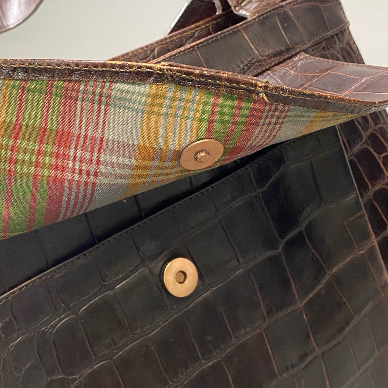 Aj3 Mulberry マルベリー クロコ型押し レザートートバッグ ブラウン 本革 ワンショルダー 英国製 鞄 カバンt18r