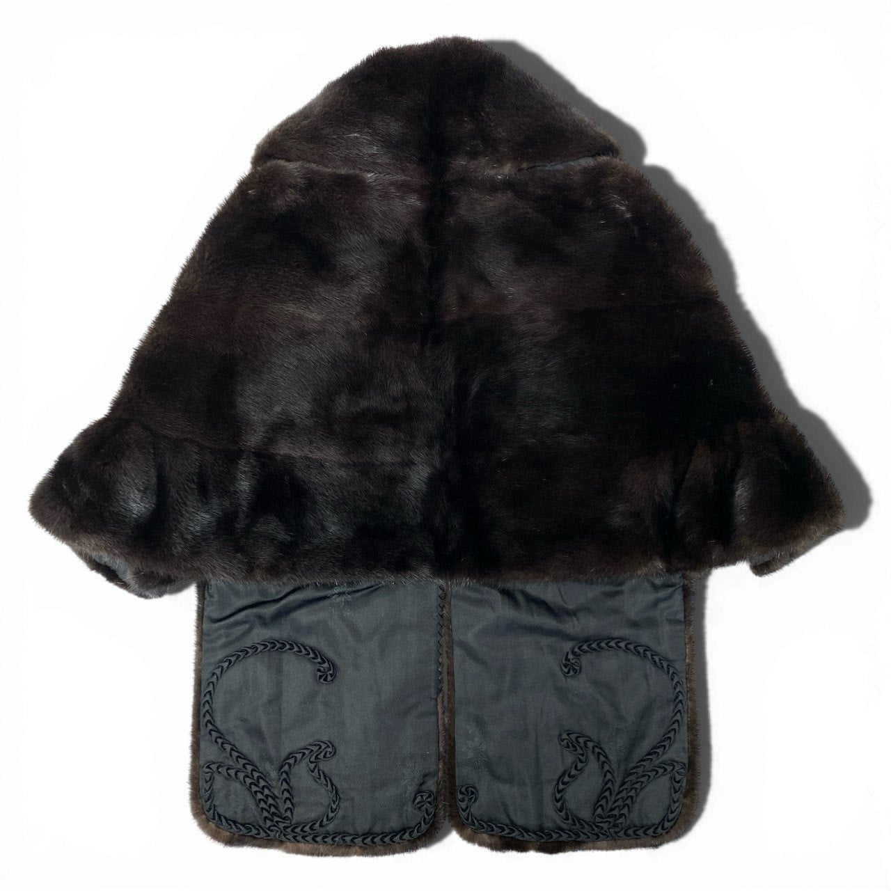 21c14 ダークミンク ポンチョ ケープ サイズF ブラウン 本毛皮 Dark Mink Fur Cape Coat リアルファーt18r