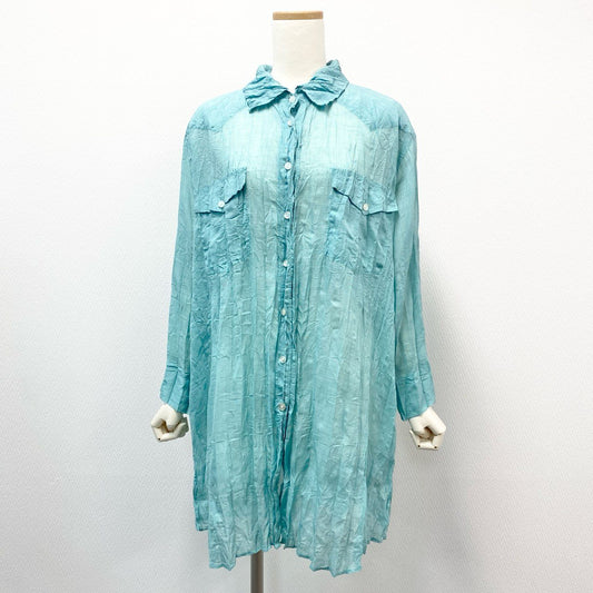45h26 PLEATS PLEASE ISSEY MIYAKE プリーツプリーズ イッセイミヤケ 日本製 プリーツ加工 長袖シャツ ロングスリーブ 大きいサイズ PP21-PJ472 4 グリーン レディースo07t