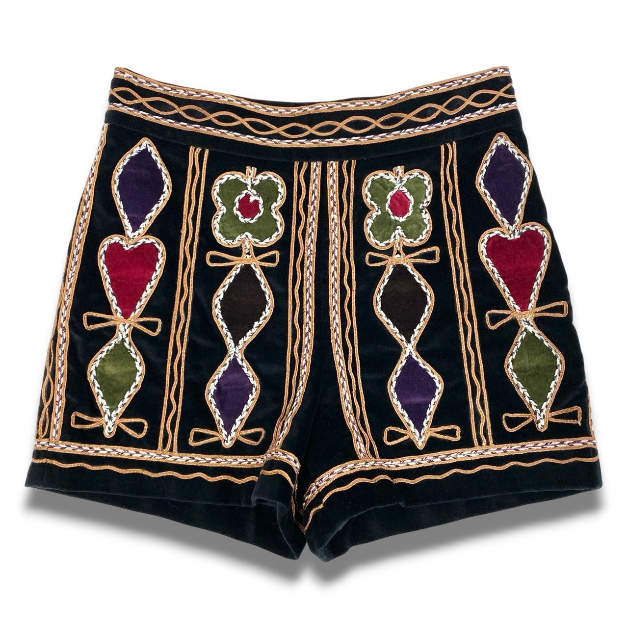 Ec2 Christian Dior クリスチャンディオール 刺繍デザイン ベルベット ショートパンツ ボトム サイズ38 レディースk02i