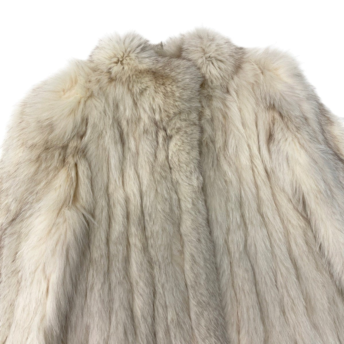 78j8 毛皮コート フォックスファー ブルーフォックス 裏地花柄刺繍 サイズ11 ホワイト系 Fox fur レディースu02t