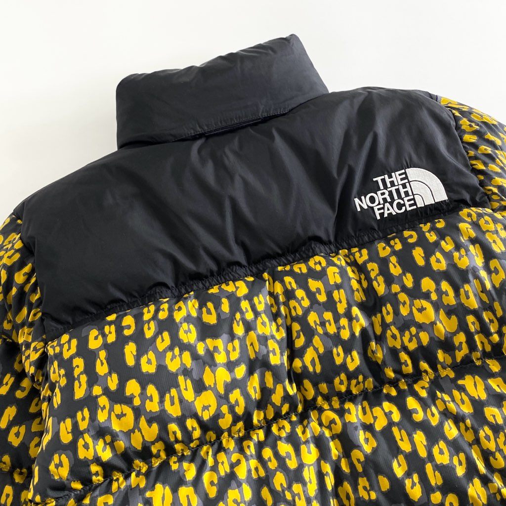 74g3 《美品》 THE NORTH FACE ノースフェイス NDW92234 ノベルティ ショートヌプシ ダウンジャケット サイズS ブラック×イエロー レオパード ナイロン100％ レディース