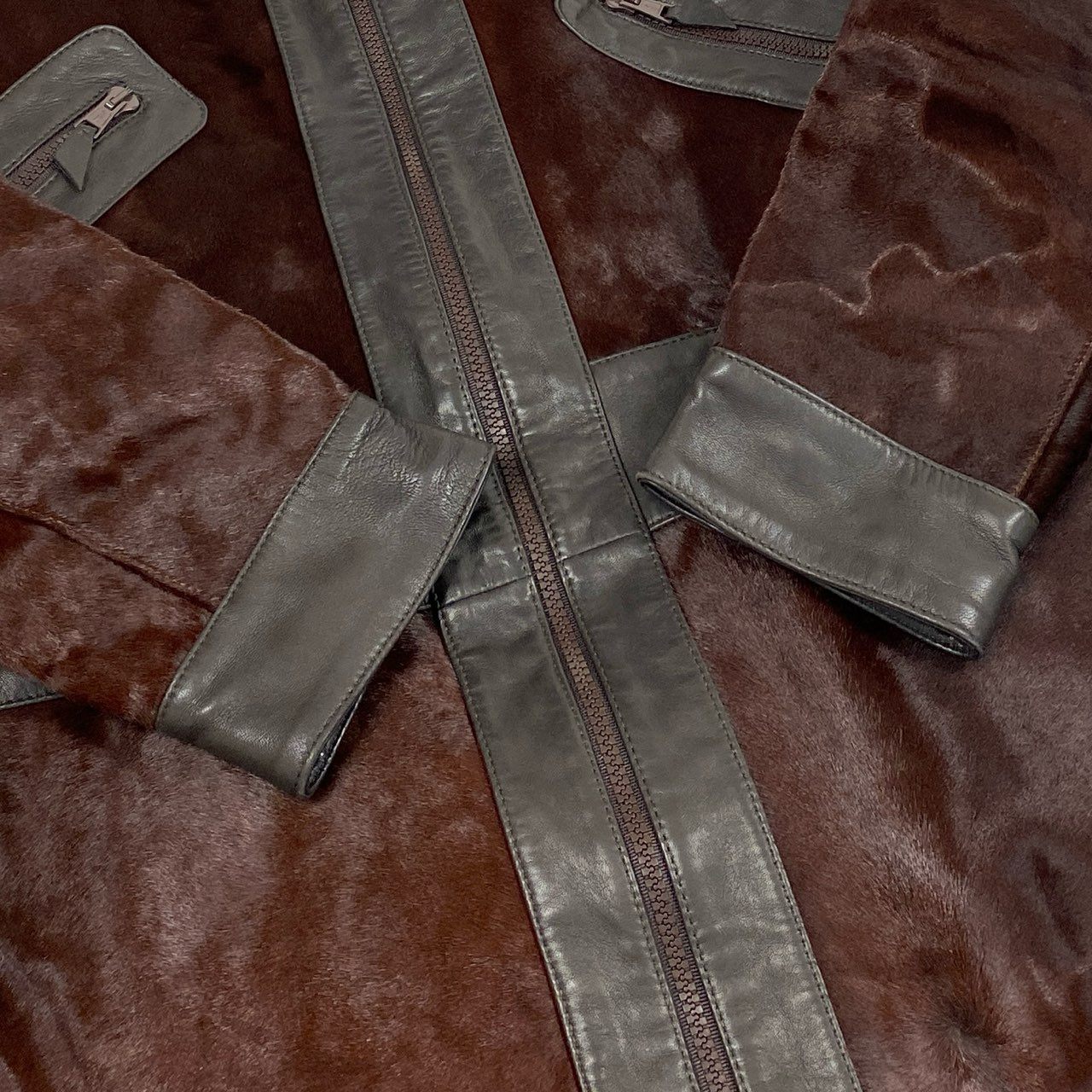 Hc2 MARNI マルニ ヴィンテージ ハラコ カウヘアー レザーコート サイズ42 ブラウン レディース コート アウターk02i