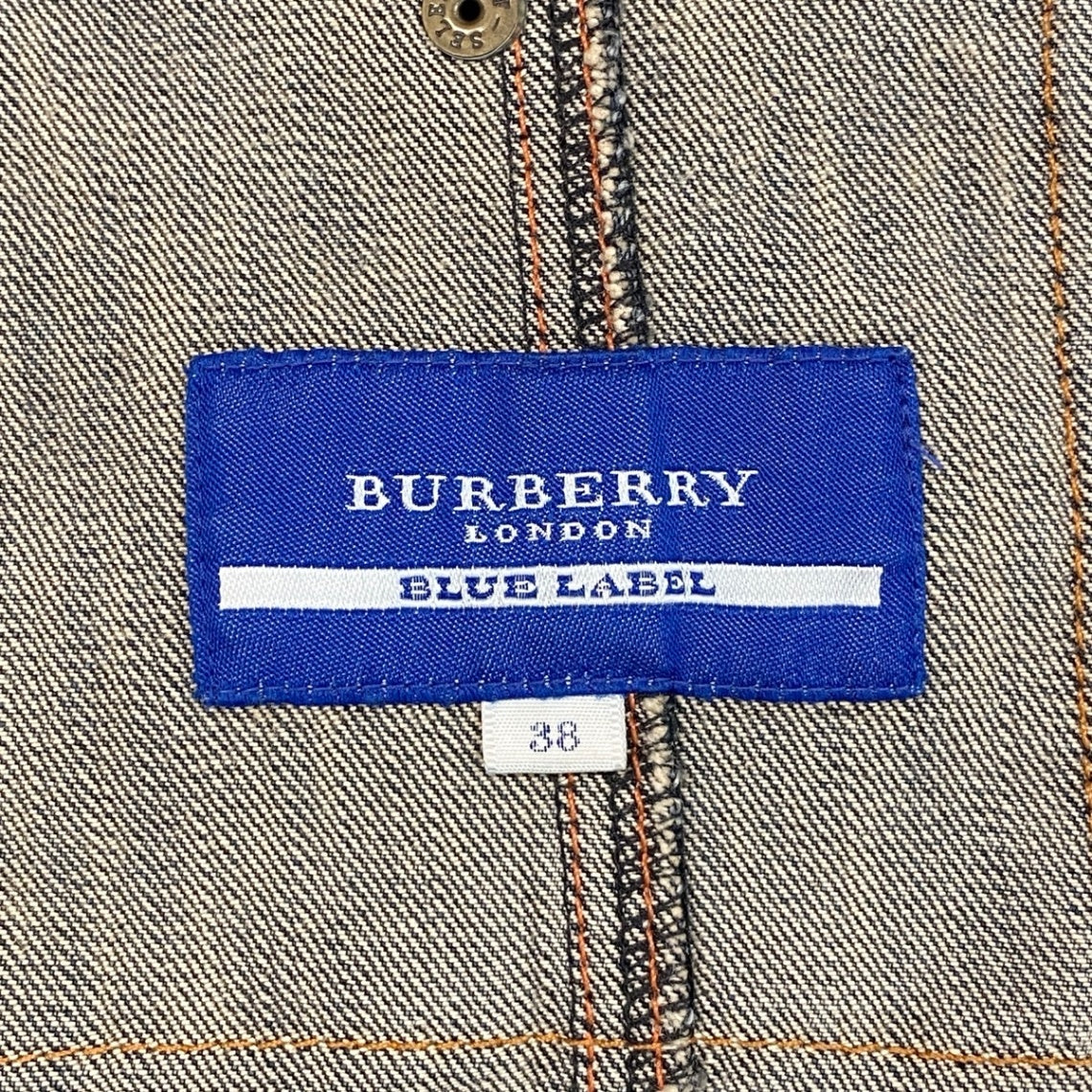h17 BURBERRY BLUE LABEL クロップドデニムジャケット リブ付き 38サイズ インディゴ レディース 女性用k02i