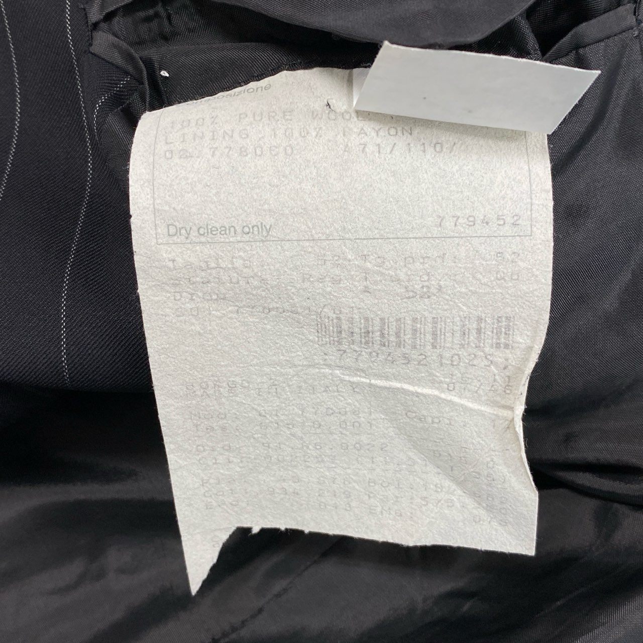 68L11 GIORGIO ARMANI ジョルジオアルマーニ シングルスーツ セットアップ ビジネス テーラードジャケット スラックス 52 ブラック ストライプ ピュアウール メンズ 男性用 イタリア製u02t