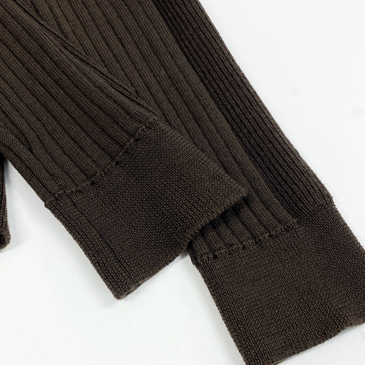 1j27 ARMANI COLLEZIONI アルマーニ コレツィオーニ ハイネックリブニットセーター ハーフボタン ウール100％ 50サイズ ブラウン メンズu02t