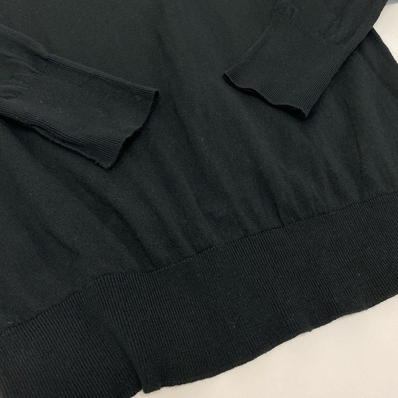 14j10 JOHN SMEDLEY ジョンスメドレー 英国製 MADE IN ENGLAND ロングスリーブ ニットセーター Vネック 無地 メンズ 紳士服 XS ブラック コットンu02t