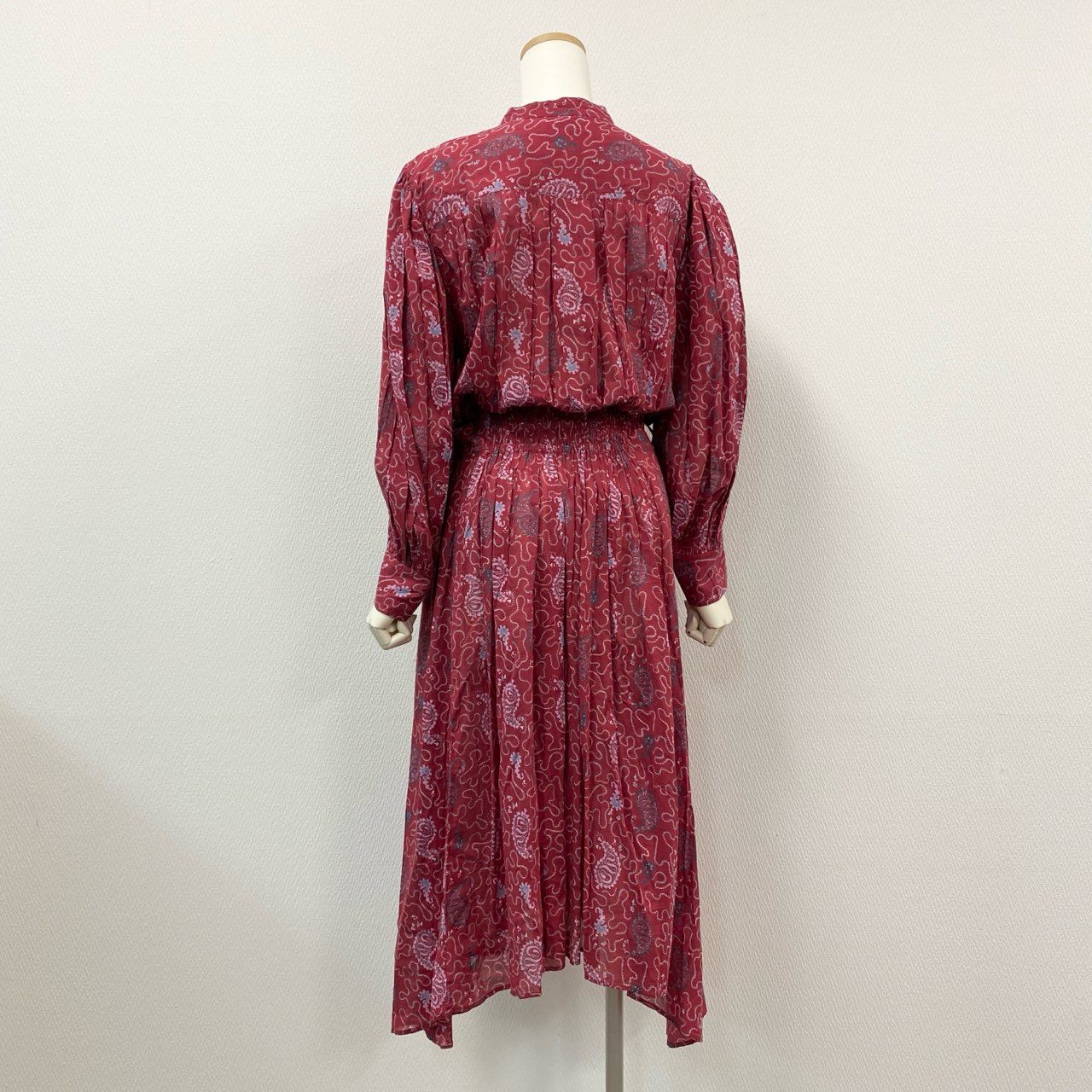 41i26 ISABEL MARANT ETOILE イザベルマラン エトワール ROBE ARIANA アリアナ ペイズリープリント 長袖ワンピース ロングワンピース 36 レッド コットン レディース 定価73,700円u02t