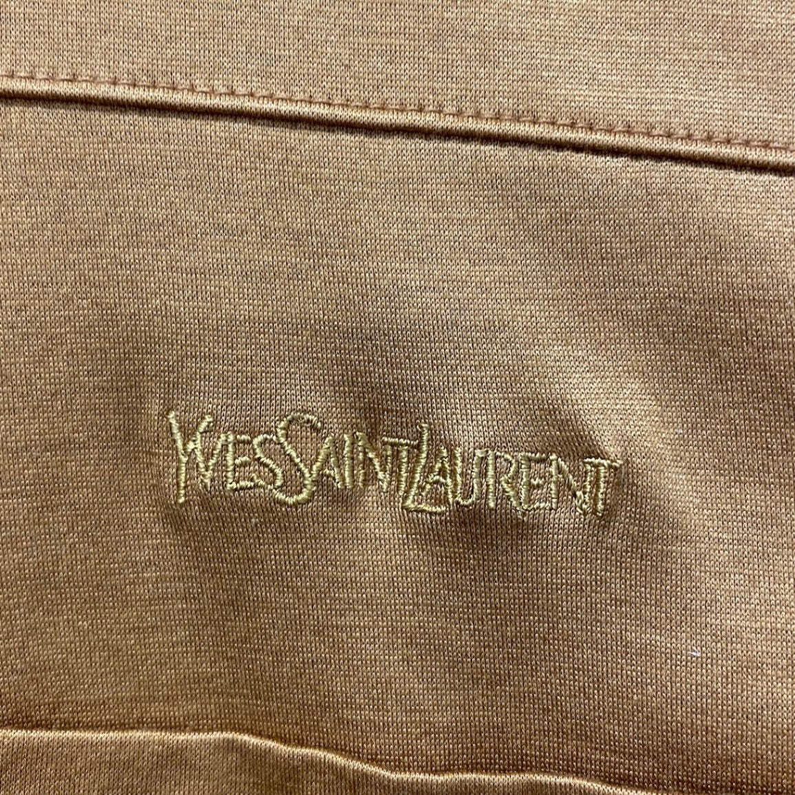 58g7 YVES SAINT LAURENT イヴサンローラン 半袖ポロシャツ ロゴ刺繍 トップス サイズM マスタードイエロー コットン100％ メンズ 紳士服o07t