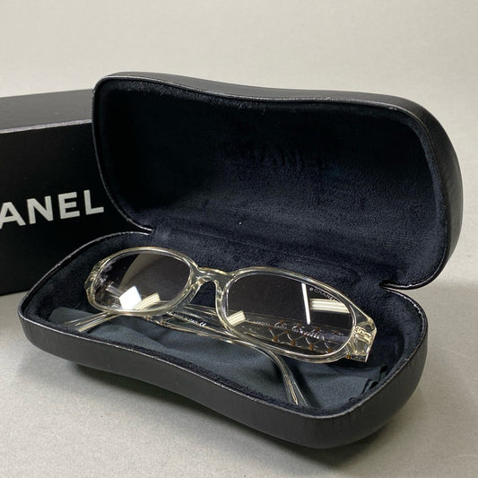 j3 《美品》 CHANEL シャネル マトラッセ サングラス 53□17 クリア グレーグラデーション ラインストーン メガネ 眼鏡 アイウェア ハードケース付t18r