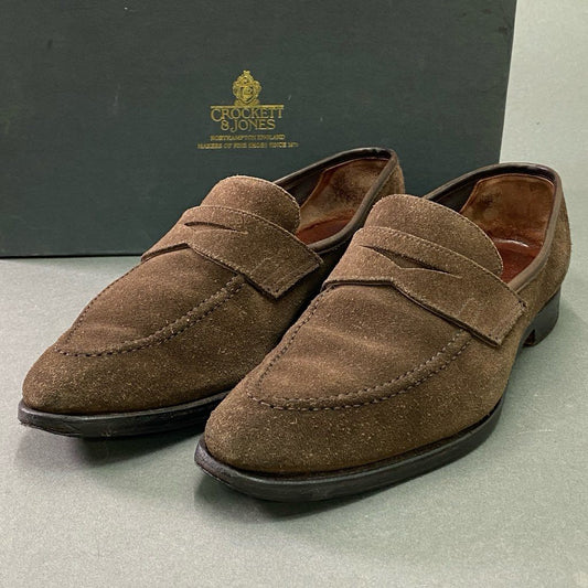 3e10 CROCKETT&JONES クロケットアンドジョーンズ Teign テイン コインローファー 6 1/2 ブラウン スエードレザー  SELSEY セルシー シューズ 革靴