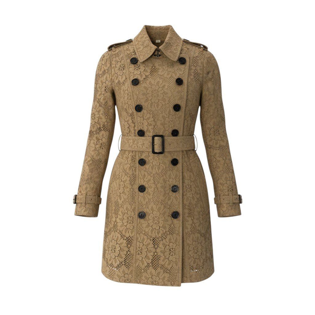 79c26 【美品】BURBERRY LONDON バーバリー ロンドン トレンチコート 総レースコート アウター ロングコート 40サイズ ベージュ レディース 女性用u02t