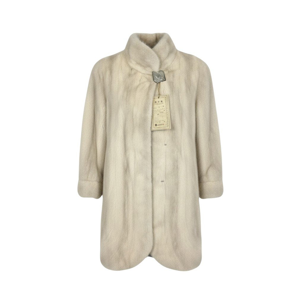 77L8 《特級》 EMBA エンバ 鑑定書付 サファイアミンク ロングコート サイズ4 ホワイト 最高級本毛皮 MINK FUR 日本製t18r