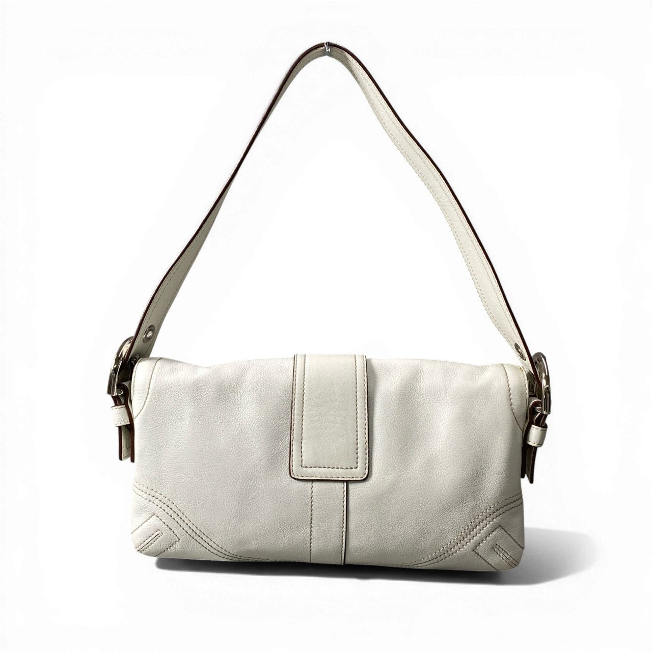 d9 《美品》 COACH コーチ ソーホー ワンショルダーバッグ Soho Smail Flap Bag 8A05 ホワイト レザー カバンt18r