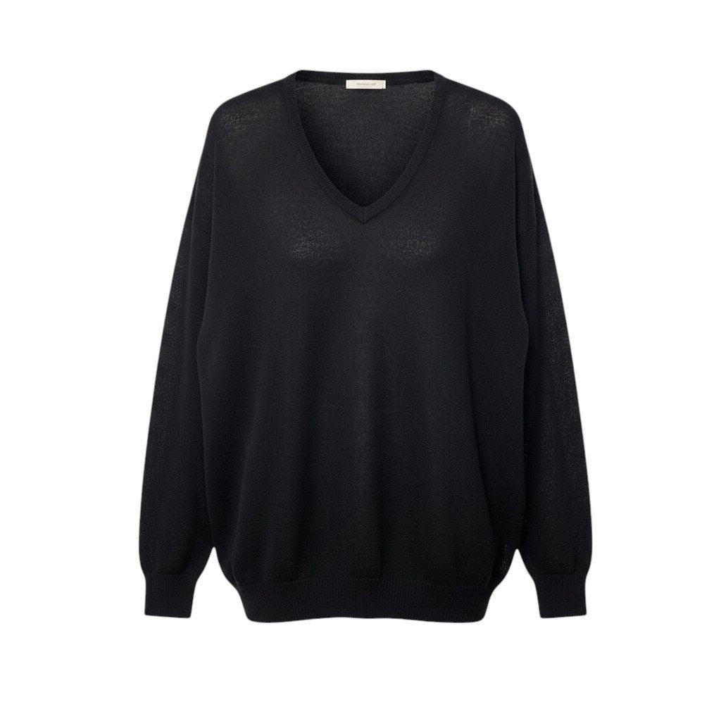 3h28 PRADA プラダ Vネック ニットセーター ロングスリーブ サイズ36 ブラック ウールシルク混 レディースu02t