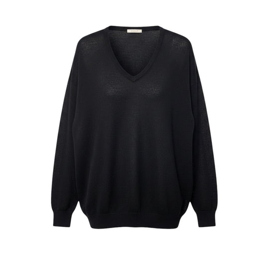 3h28 PRADA プラダ Vネック ニットセーター ロングスリーブ サイズ36 ブラック ウールシルク混 レディースu02t
