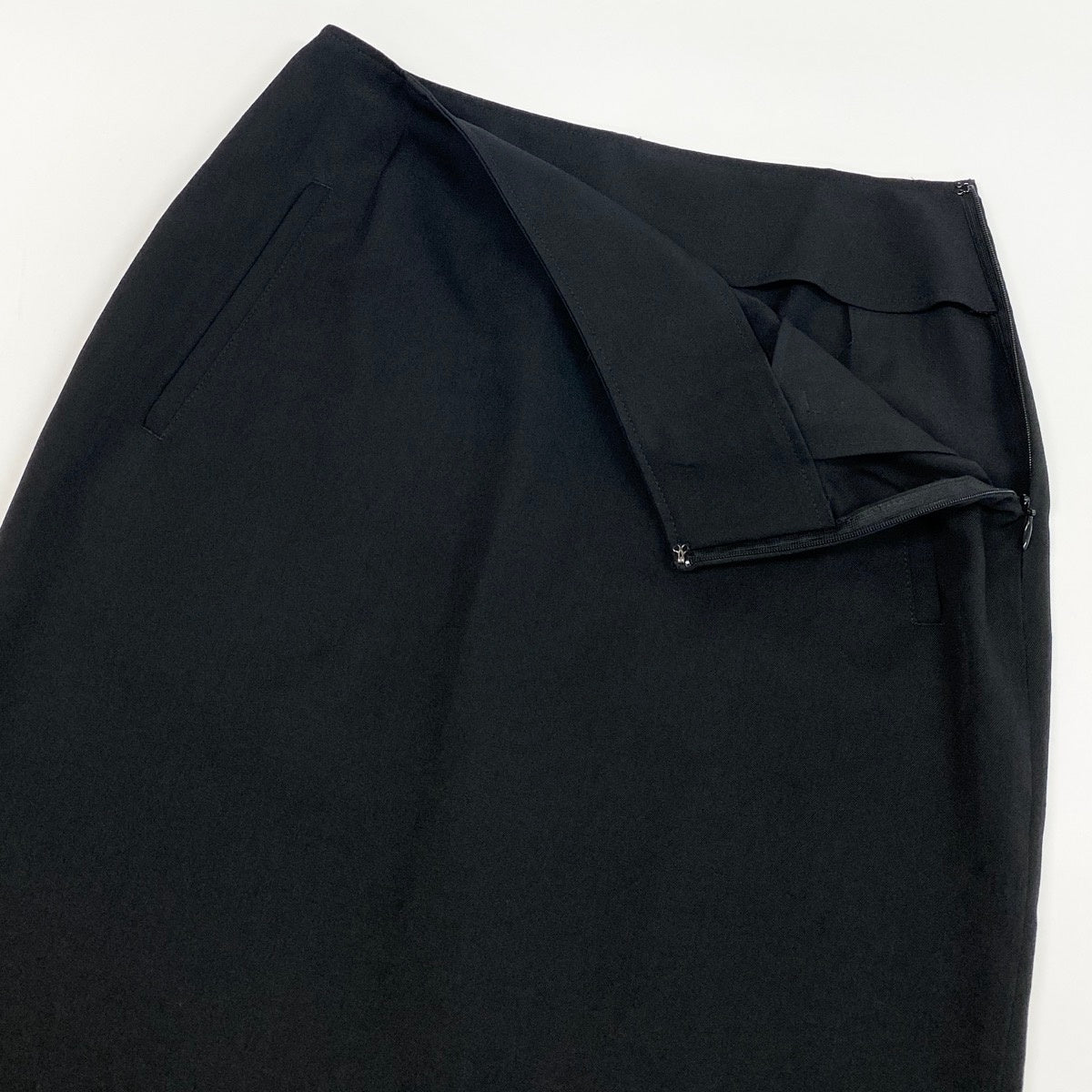 Ae25 YOHJI YAMAMOTO ヨウジヤマモト バックスリット ロングスカート FG-S02-100 サイズ1 ブラック ウール100％ レディース 女性服o07t