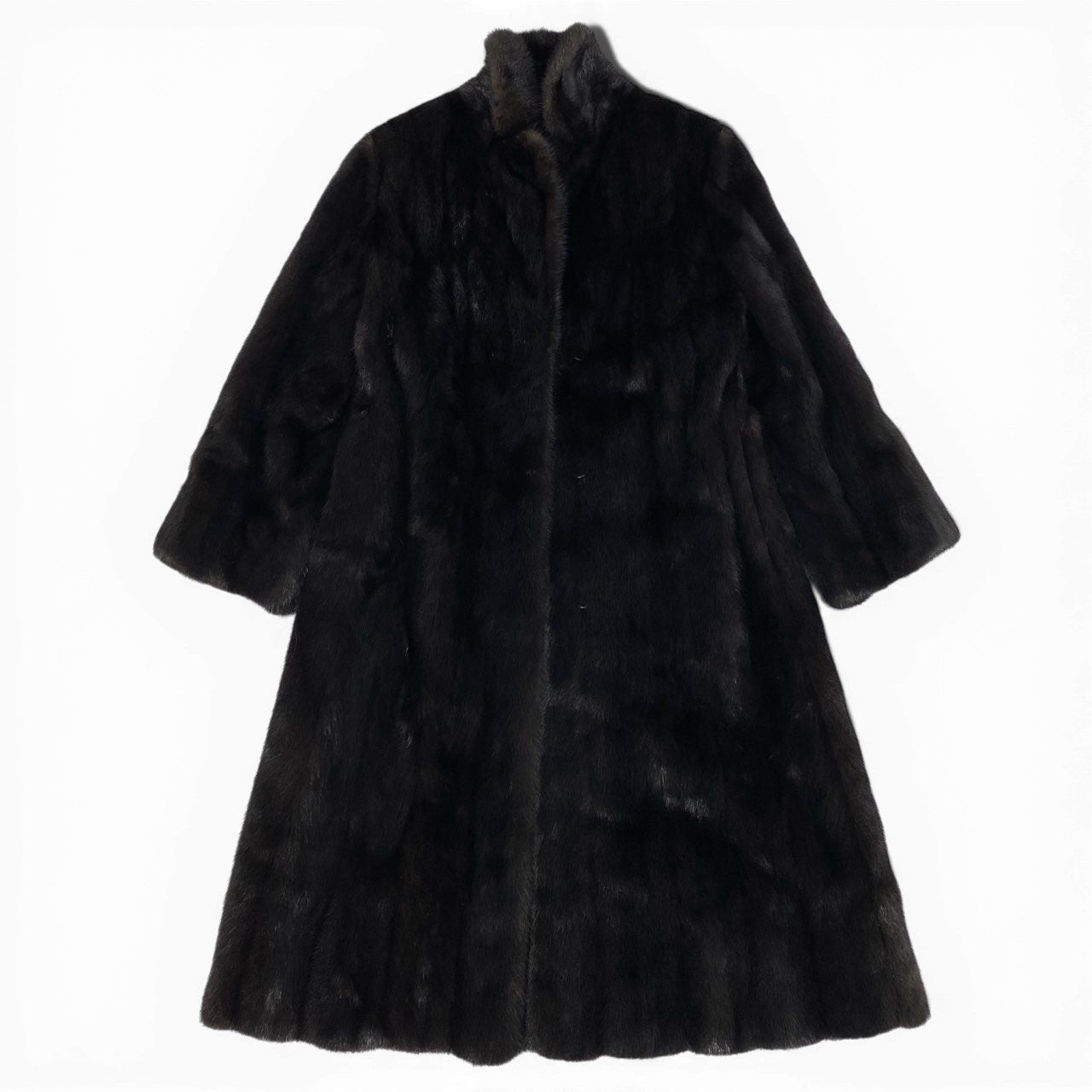 84b3 SAGA MINK サガミンク 金サガ ダークミンク ロングコート サイズ9 ブラックブラウン 最高級本毛皮 Mink Fur Long Coatt18r