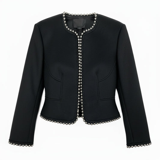 11b9 《タグ付》 ALEXANDER WANG アレキサンダーワン ボールチェーン デザインジャケット クロップドジャケット 4 ブラック レディースk02i