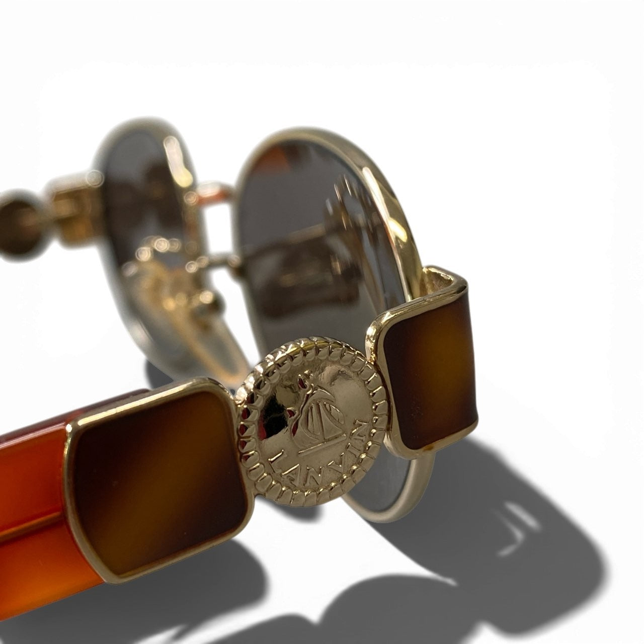 a6 LANVIN ランバン ツーポイント ロゴ サングラス アイウェア 小物 ブラウン メンズ 男性用k02i