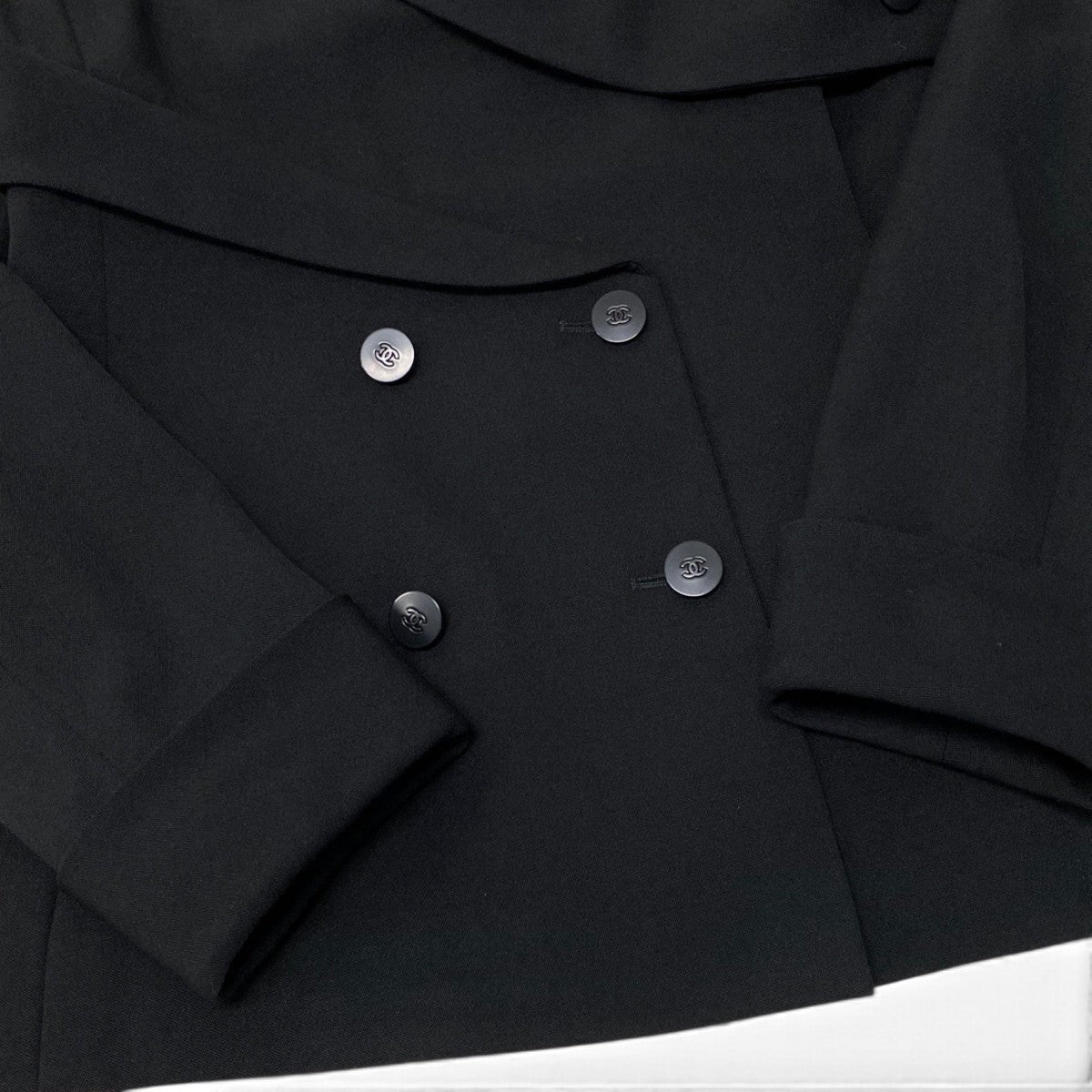 i13 CHANEL シャネル 98P 特殊形状 テーラードジャケット Vinatge Architectural Blazer Black P11222 Size38 ブラックt18r