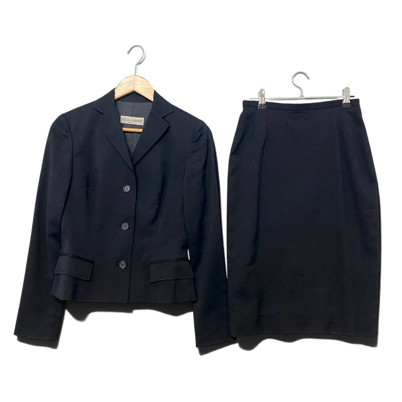 2h16 DOLCE&GABBANA ドルチェアンドガッバーナ セットアップ スカートスーツ テーラードジャケット タイトスカート サイズ38 ブラック レディースu02t