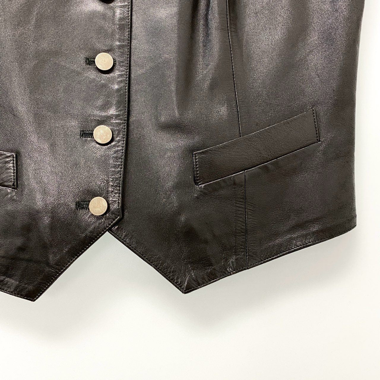 11c20 Vintage agnes b SPECIAL アニエスベー スペシャル レザーベスト トップス 3 ブラック レザー レディース フランス製u02t