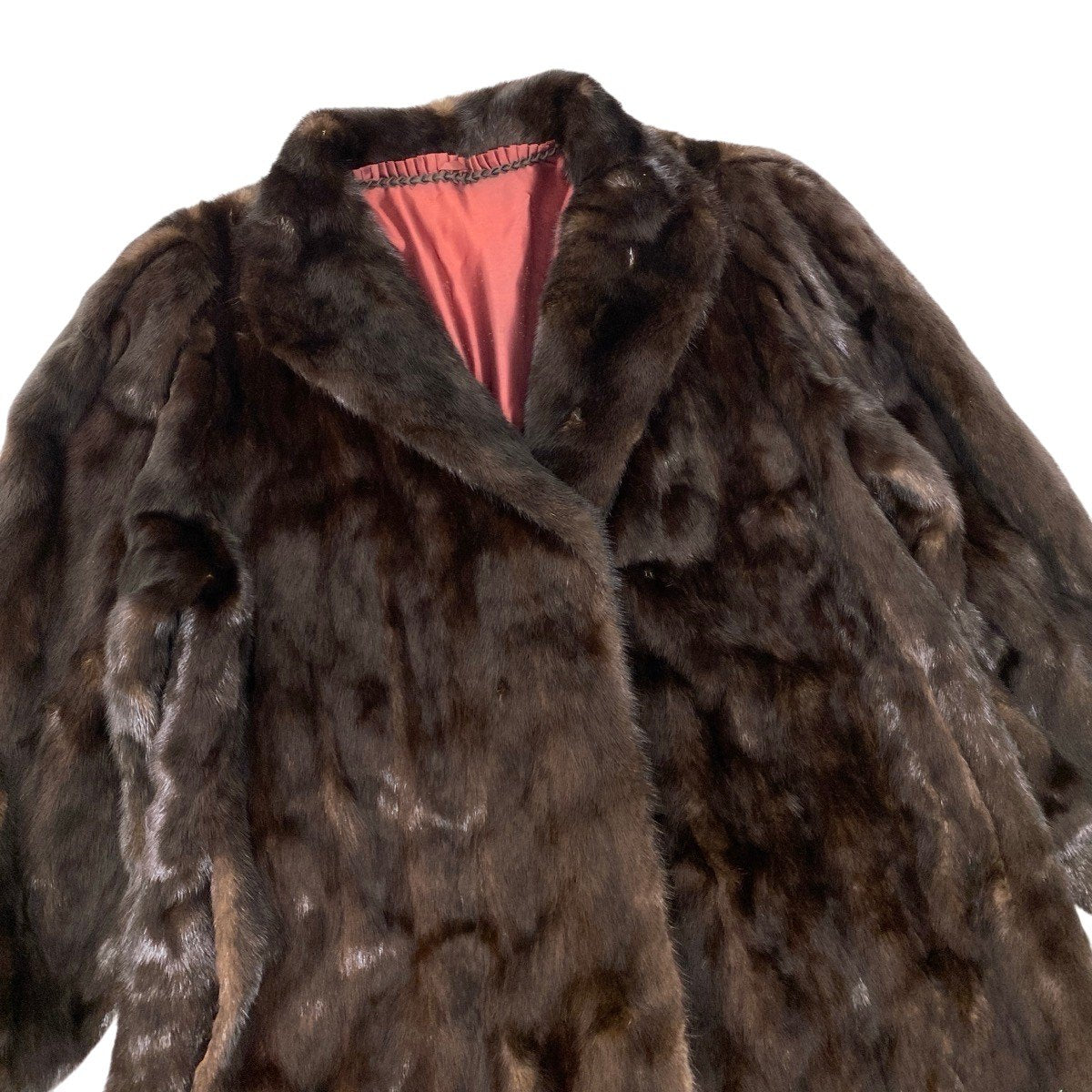 93h8 マホガニーミンク 超ロングコート 丈108cm サイズF 茶系 本毛皮 Mink Fur Coatt18r