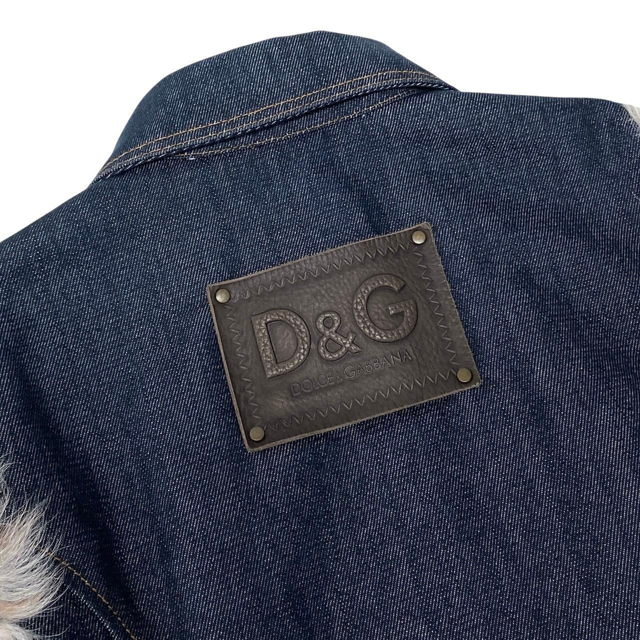 Ig6 D＆G DOLCE＆GABBANA デニムジャケット 袖ラムファー イタリア製 Sサイズ インディゴ レディース 女性用u02t