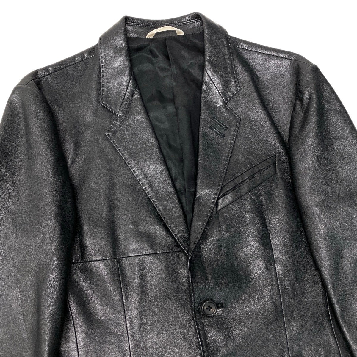 30h22 Paul Smith ポールスミス テーラードジャケット レザージャケット 裏地プリント サイズM ブラック 羊革 メンズo07t