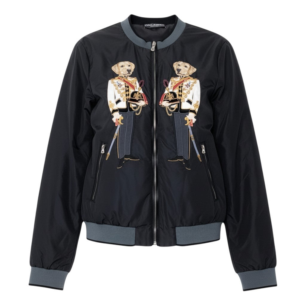 i13 DOLCE&GABBANA ドルチェアンドガッバーナ 2017/18 ランウェイ着 ボンバージャケット Runway Dog Knight Embroidery Bomber Jacket Black Size44t18r
